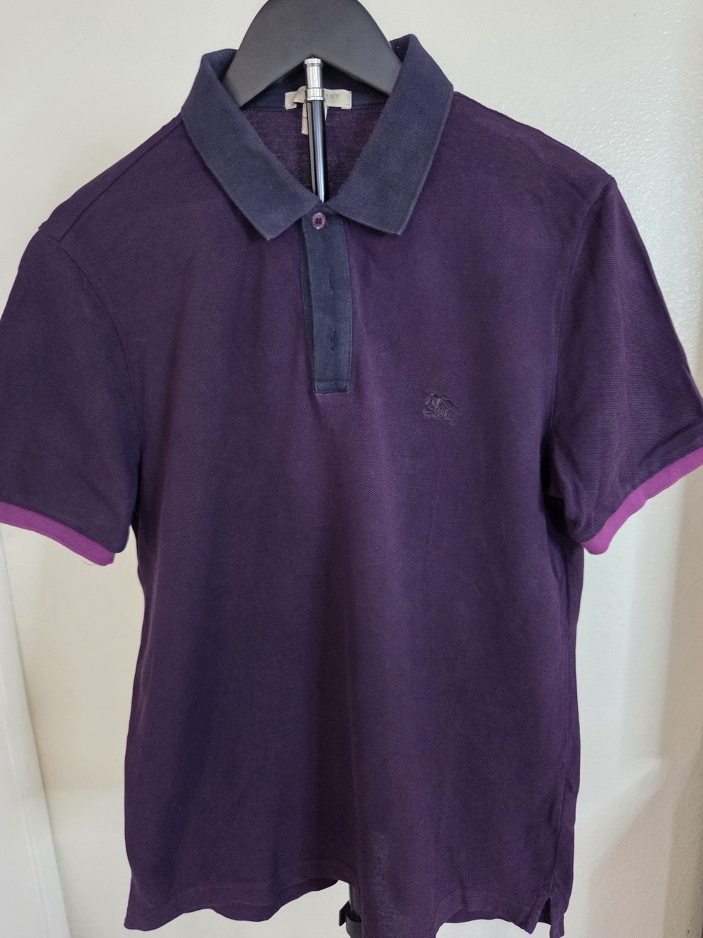 Burberry Purple Polo with Dark Contrast Collar